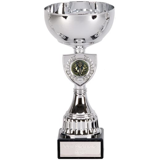 Silver Trophy Cup with Shield Design 26.5cm (10.5")