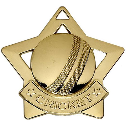 Gold Mini Stars Cricket Medal 60mm (2.25")
