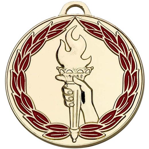 Gold & Red Classic Torch Medal 50mm (2")
