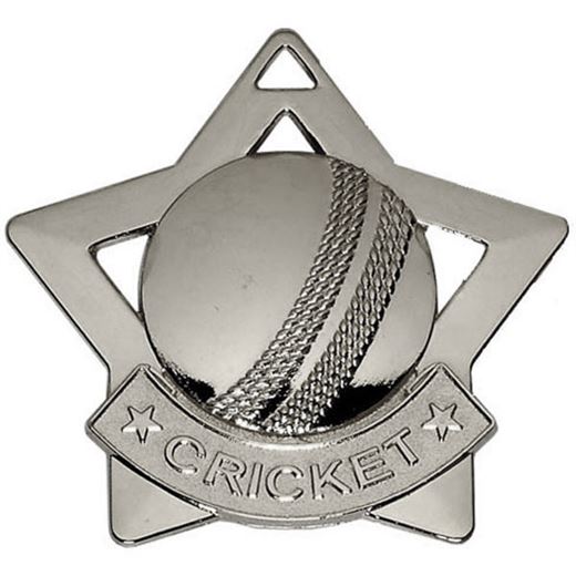 Silver Mini Stars Cricket Medal 60mm (2.25")