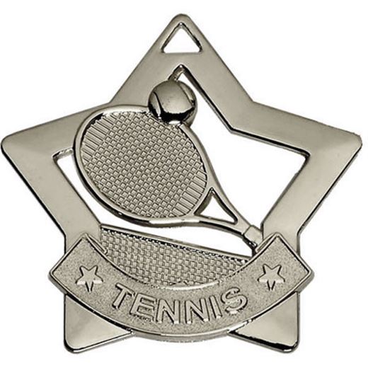 Silver Mini Stars Tennis Medal 60mm (2.25")