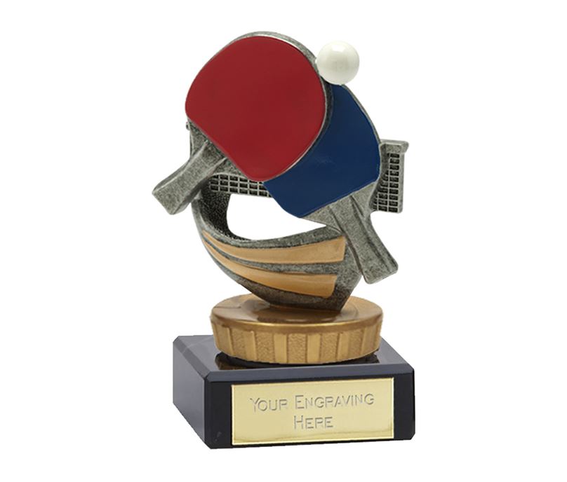 Antique Silver & Gold Table Tennis Trophy on Marble Base 9.5cm (3.75")