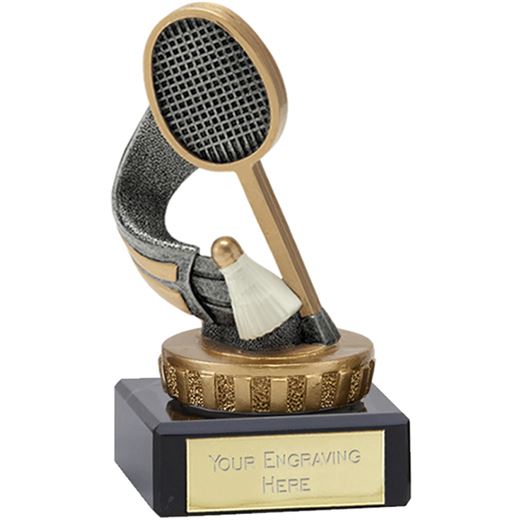 Antique Silver & Gold Badminton Trophy on Marble Base 9.5cm (3.75")