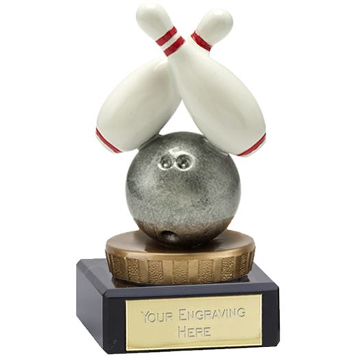 Plastic Ten Pin Bowling Trophy on Marble Base 9.5cm (3.75")