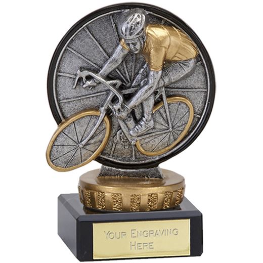 Antique Silver Classic Cycling Trophy on Marble Base 10cm (4")