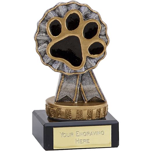 Pet Paw & Ribbon Trophy on Marble Base 9.5cm (3.75")