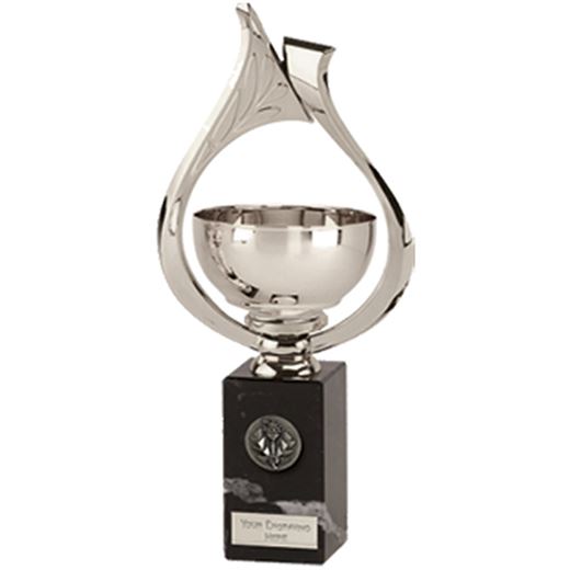 Silver Metal Bowl Trophy Cup with Plastic Silver Arch 26.5cm (10.5")