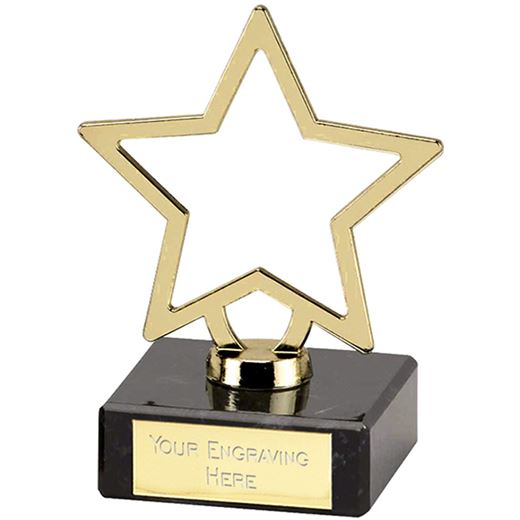 Gold Galaxy Cast Metal Star Trophy on Marble Base 9.5cm (3.75")