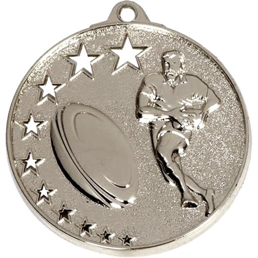 Silver Rugby Medal with Stars 52mm (2")