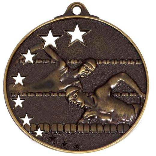 Bronze Swimming Medal with Stars 52mm (2")
