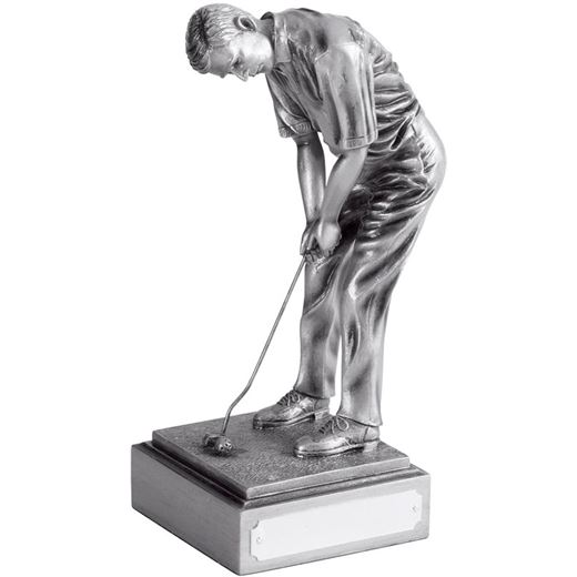 Resin Male Champion Golfer Antique Silver Finish 20.5cm (8")