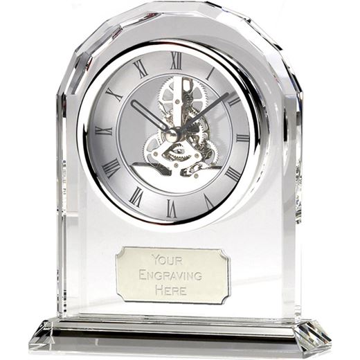 Large Optical Crystal Arch Clock Award 17cm (6.75")