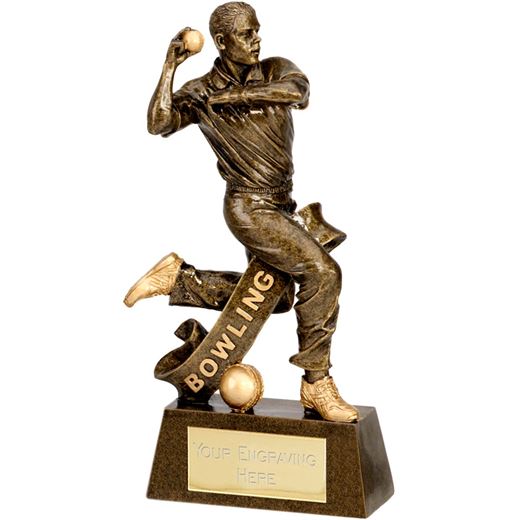 Antique Gold Cricket Bowler Trophy 18.5cm (7.25")
