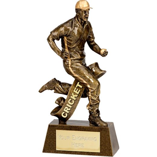 Antique Gold Cricket Fielder Trophy 18.5cm (7.25")
