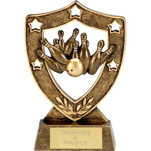 Antique Gold Ten Pin Shield Award 15cm (6")