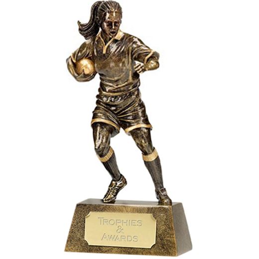 Resin Antique Gold Pinnacle Female Rugby 18.5cm (7.25")