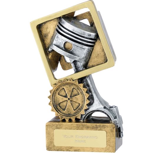 Resin Silver Piston Trophy on Gold Base 14cm (5.5")