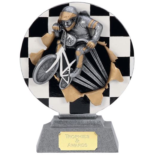 Silver BMX Cyclist Trophy with Gold Trim 15cm (6")