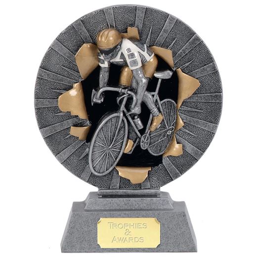 Road Cyclist Trophy with Gold & White Trim 18cm (7")