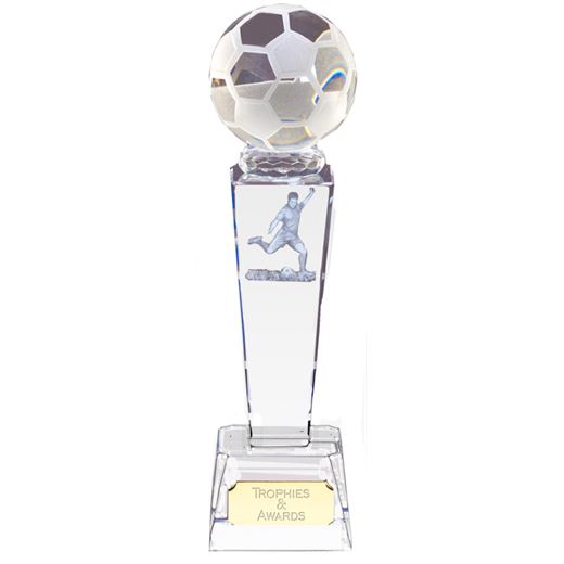 Optical Crystal Footballer & Ball Award 18cm (7")