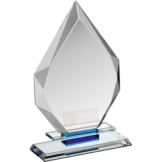Clear & Blue Crystal Obelisk Award 20.5cm (8")