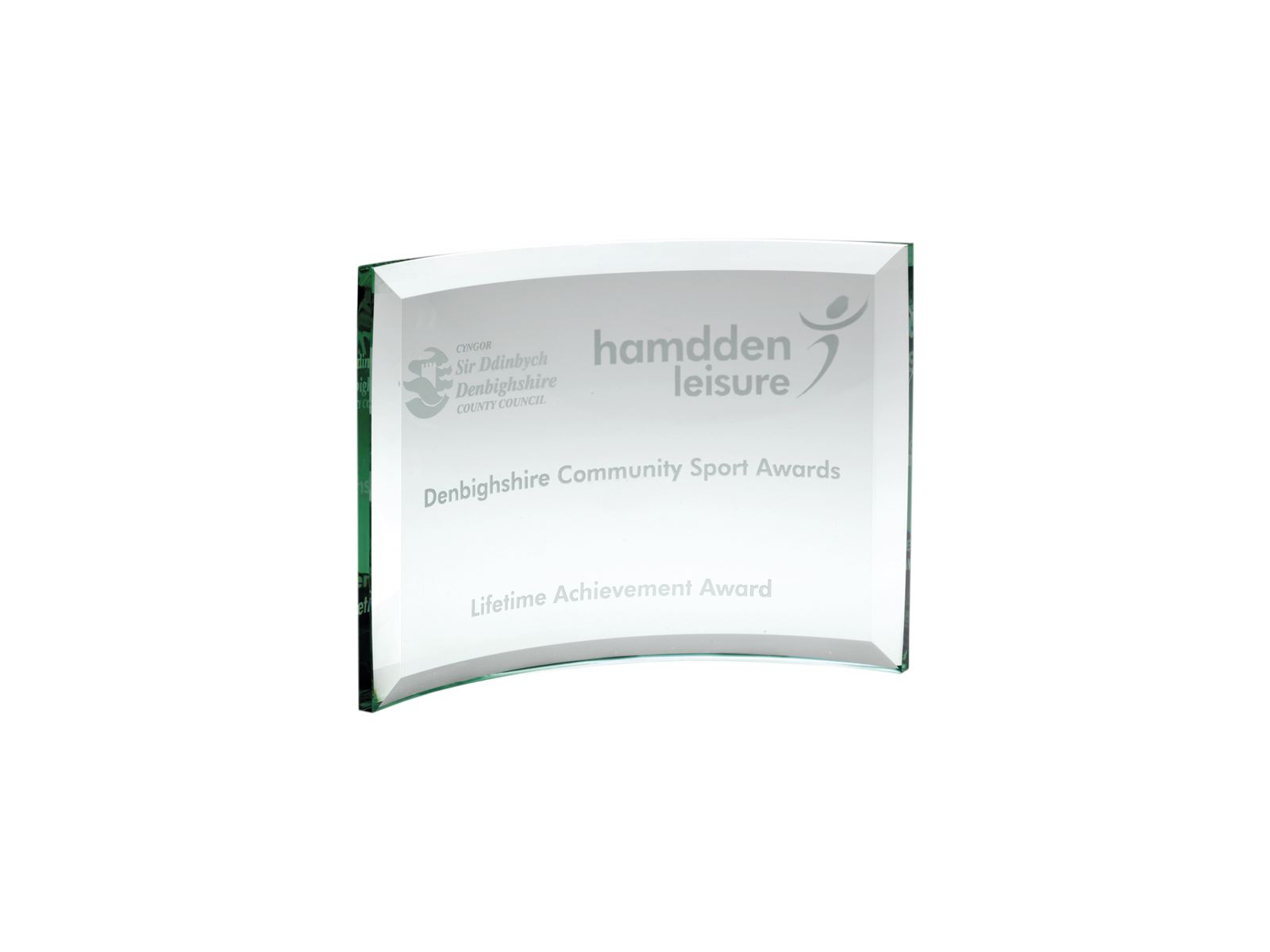 Free Standing Curved Glass Rectangle Plaque Award 15cm x 21cm