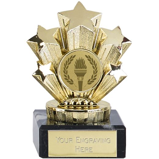 Multi Award Gold Star Trophy On Marble Base 9.5cm (3.75")