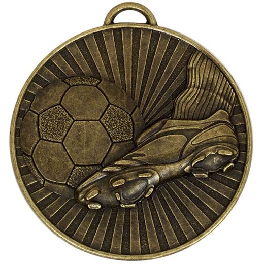Bronze Football Boot & Ball Stripe Patterned Medal 60mm (2.25")