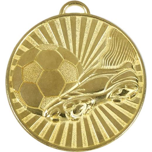 Gold Football Boot & Ball Stripe Patterned Medal 60mm (2.25")