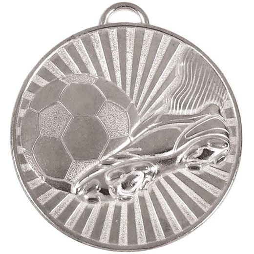 Silver Football Boot & Ball Stripe Patterned Medal 60mm (2.25")