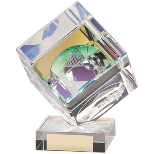 Crystal Cube Football Glass Award 13cm (5")