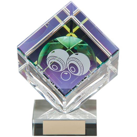 Clear Crystal Cube Lawn Bowls Glass Award 11cm (4.25")