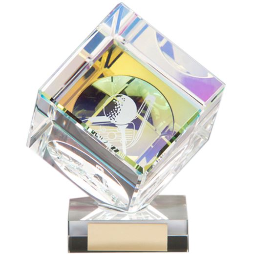 Clear Crystal 3D Cube Golf Award 11cm (4.25")