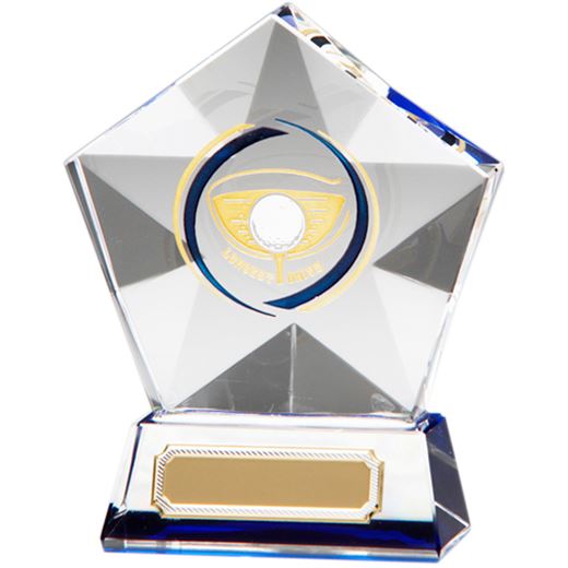 Clear Diamond Star Longest Drive Glass Golf Award 9.5cm (3.75")