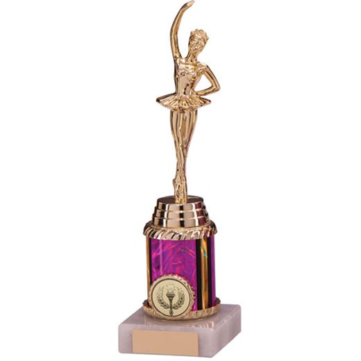 Pink & Gold Plastic Ballerina Dance Trophy 22cm (8.75")