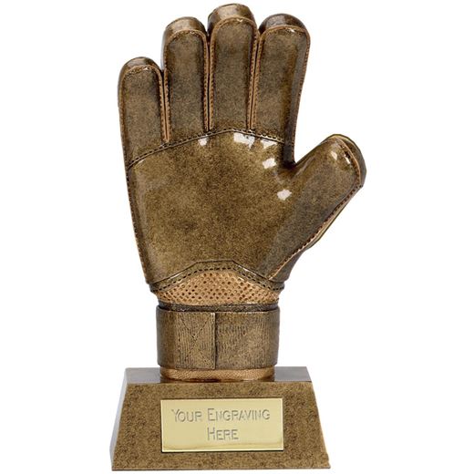 Antique Gold Resin Goalkeeper Glove Trophy 22cm (8.75")