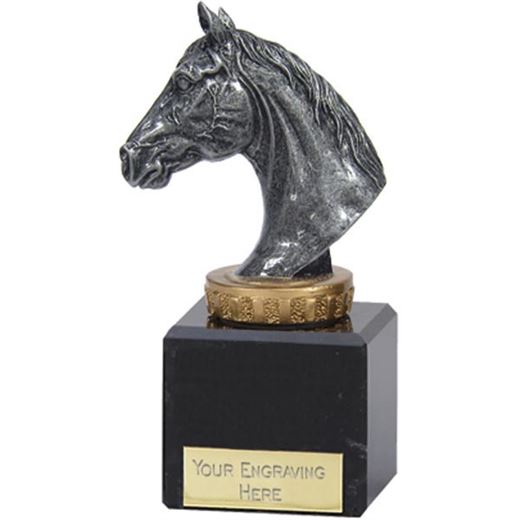 Antique Silver Horse Trophy on Marble Base 12.5cm (5")
