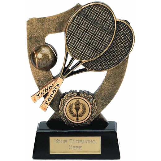 Tennis Trophy with Ball and Rackets 18cm (7")