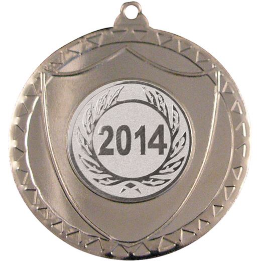 Silver Shield Medal with Pattern 50mm (2")