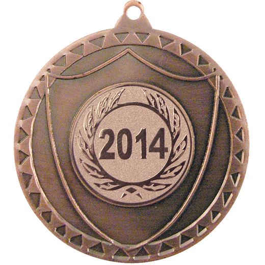 Bronze Shield Medal with Pattern 50mm (2")
