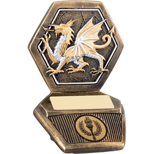 Antique Gold Resin Welsh Dragon Trophy 11cm (4.25")