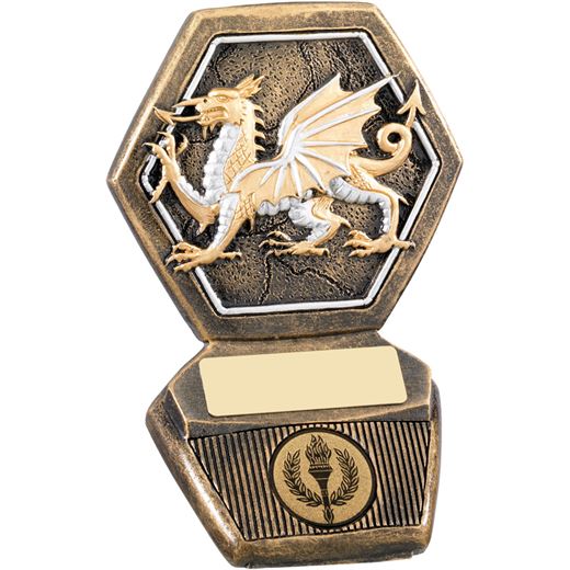 Antique Gold Resin Welsh Dragon Trophy 12.5cm (5")