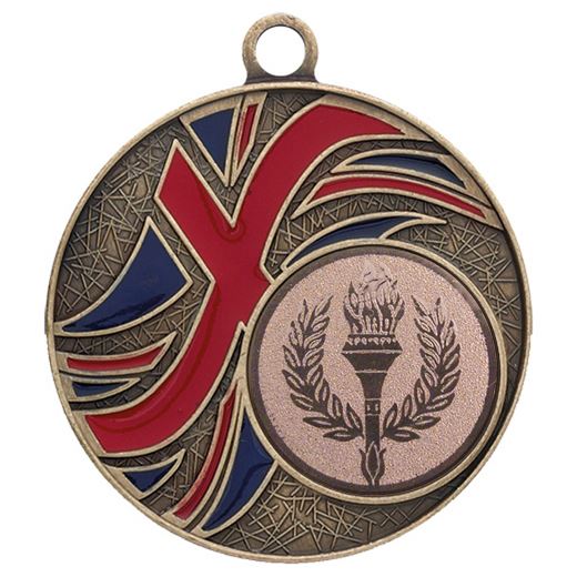 Bronze Union Jack Patterned Medal 50mm (2")