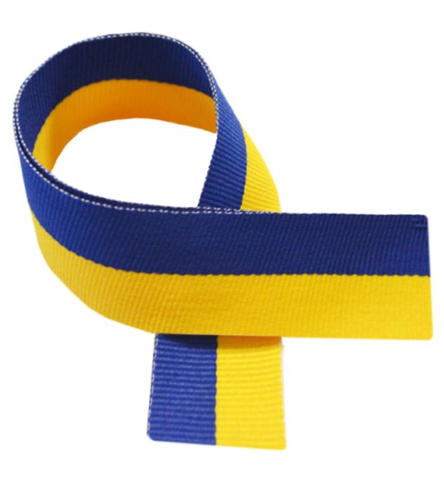 Yellow & Royal Blue Medal Ribbon 80cm (32