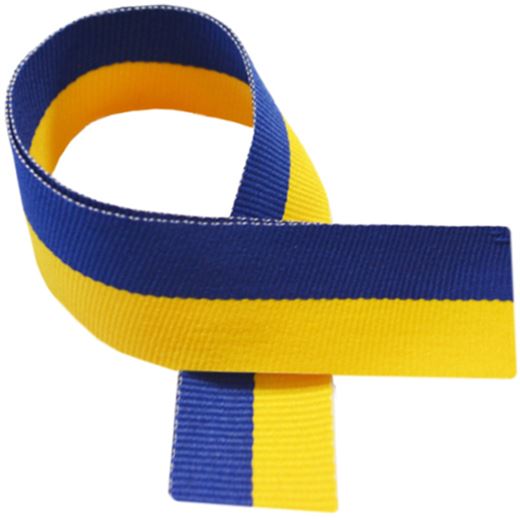 Yellow & Royal Blue Medal Ribbon 80cm (32")