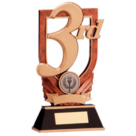 Bronze Resin 3rd Place Plaque Award 18cm (7")