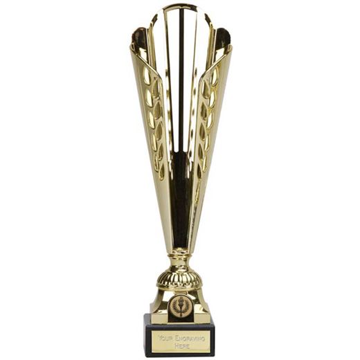 Gold Plastic Deco Cone Trophy on Marble Base 33cm (13")