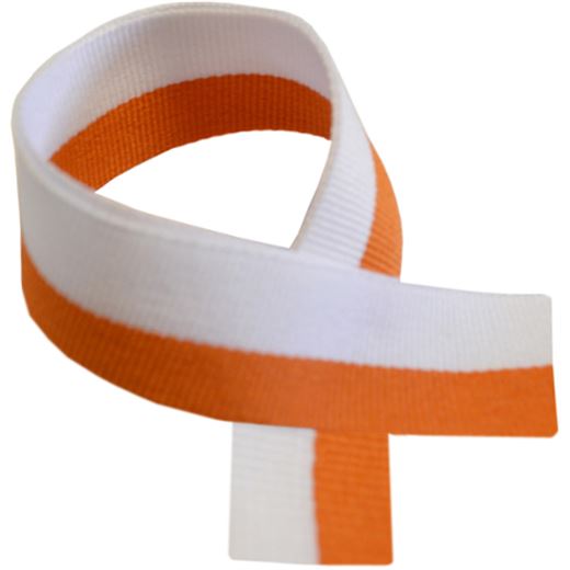 Orange & White Medal Ribbon 80cm (32")