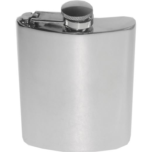 6oz Plain Polished Sheffield Pewter Hip Flask with Captive Top 11cm (4.25")