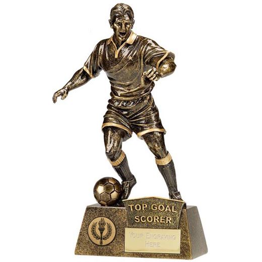 Antique Gold Pinnacle Top Goal Scorer Football Trophy 22cm (8.75")